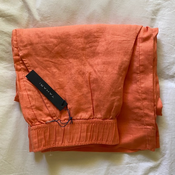 NEW TAHARI 100% Linen Cropped Wide Leg Pants - Picture 2 of 3